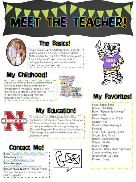 Meet The Teacher Newsletter Template Editable Back To School School