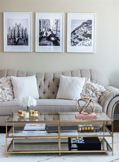 Living Room Tour White Beige Gold Decor — H A N A N