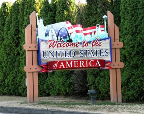 Welcome To The Usa Sign At The Border