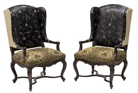 Shop wayfair for all the best black wingback accent chairs. (2) WINGBACK LEATHER & FABRIC DINING ARM CHAIRS - EXCITING ...