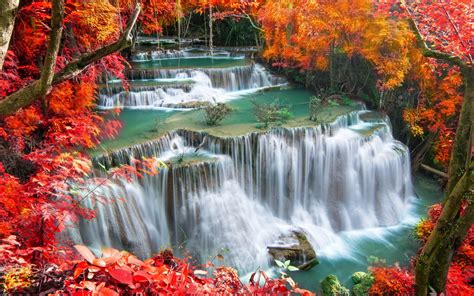 Huai Mae Kamin Waterfall Full Hd Wallpaper And Background Image