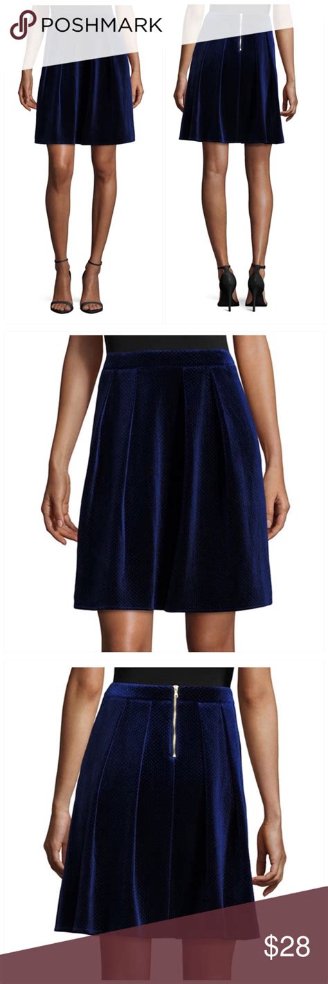 Size 14 Blue Velvet Skirt With Exposed Zipper Blue Velvet Skirt