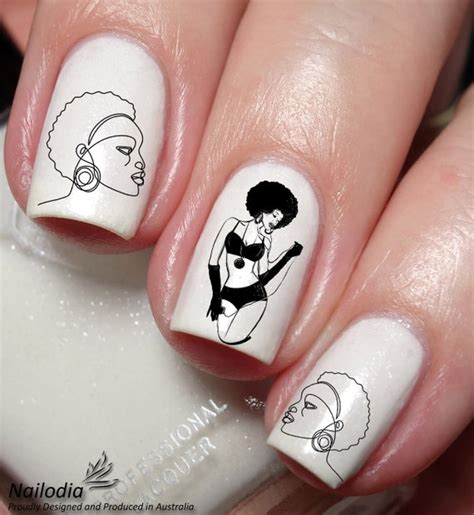 African American Afro Black Woman Nail Art Decal Sticker Etsy