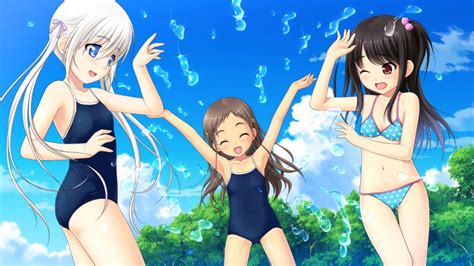 Rule Dev Girls Absurdres Adachi Tenka Bikini Black Hair Blue Eyes Bow Brown Eyes Brown Hair