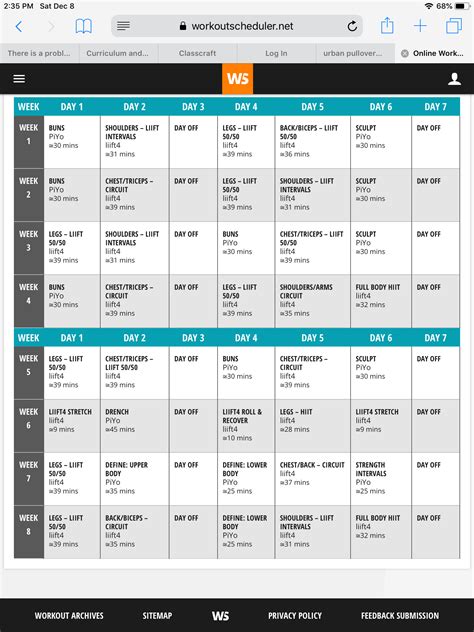 Liift4 And Piyo Hybrid Workout Workout Calendar Beachbody Workouts