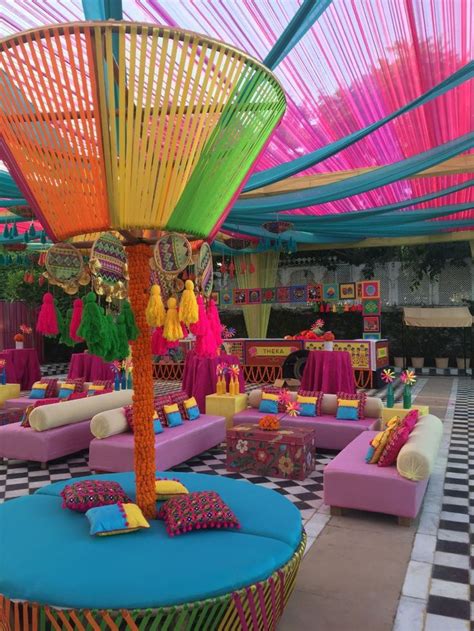 carnival theme wedding decor radisson blu udaipur decor inspiration multi mehndi decor