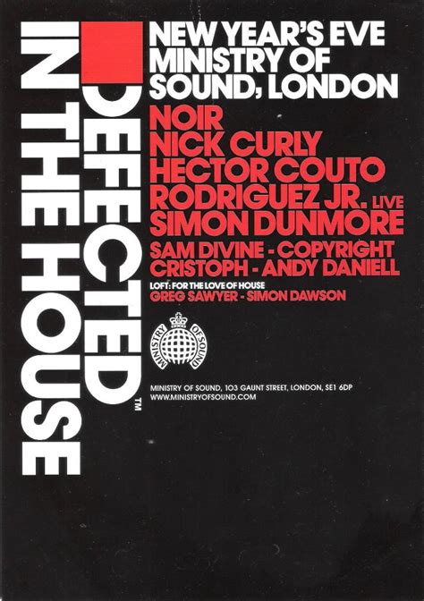 New Years Eve Defected In The House Ministry Of Sound Flying Squad Uk Since 1990