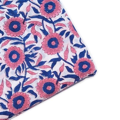 Floral Print Block Print Fabric Indian Cotton Fabric Etsy