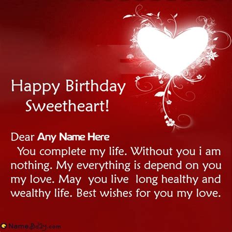 Happy Birthday Wishes For Sweetheart With Name