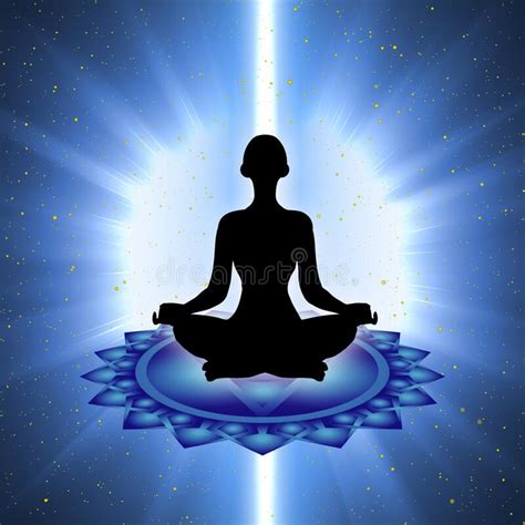 Silhouette Der Meditierenden Person Mit Kehle Chakra Symbolhintergrund