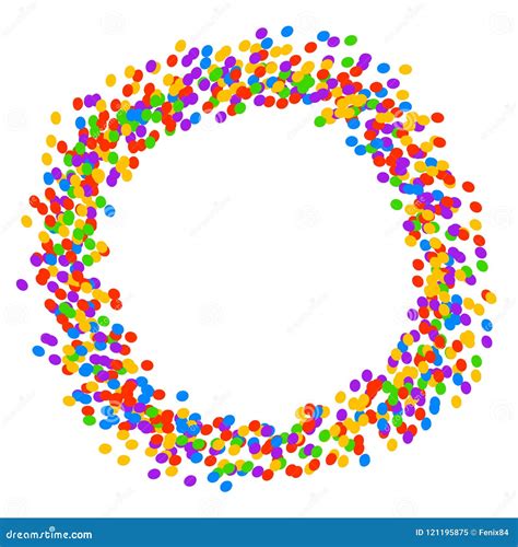 Colored Confetti Background Round Border Frame With Sparse Spot Stock