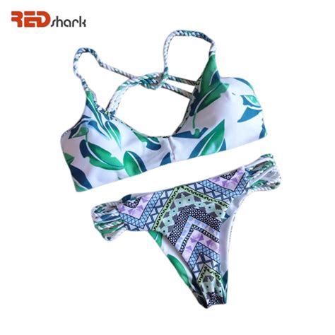 Redshark 2017 Sexy Printing Both Sides Wear Bikini Set Women Swimwear