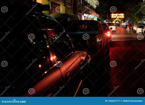 Beautiful Red Light From The Car`s Rear Lights Stock Image Image Of