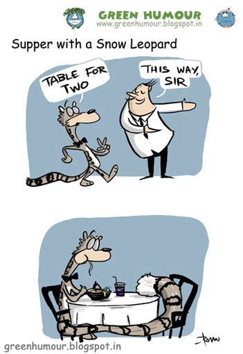 Green Humour Supper With A Snow Leopard
