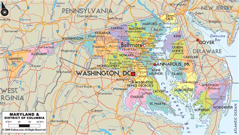 Map Of Maryland State And Washington Dc Usa Ezilon Maps