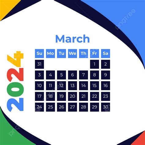 March 2024 Calendar Desgin Vector March 2024 March Calendar 2024