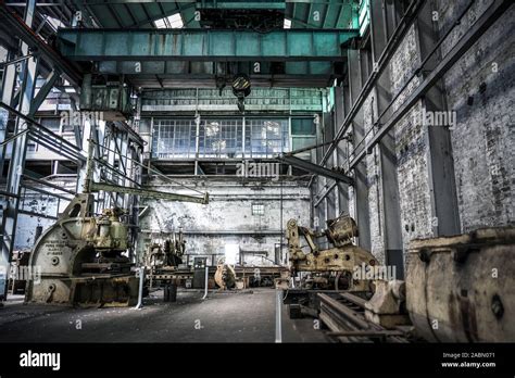 Industrial Factory Interior With Heavy Equipment And Machinery Stock
