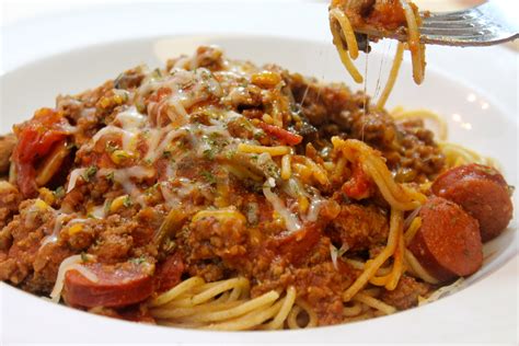 Spaghetti Recipe With Chunky Vegetable And Meat Sauce I Heart Recipes