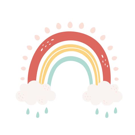 Cute Rainbow With Clouds Abstract Boho Element 6121320 Vector Art At