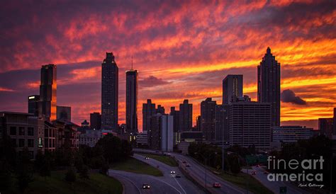 Atlanta A Glowing Sunset Skyline Cityscape Ar Photograph By Reid