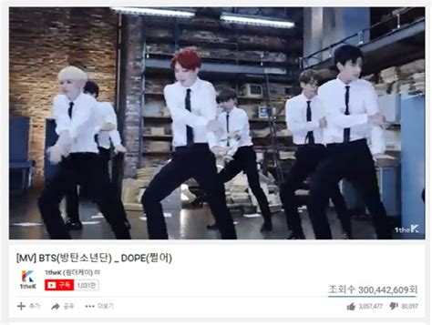 방탄소년단 쩔어 Mv Dna·불타오르네 이어 유튜브 3억 뷰 돌파 디지털타임스