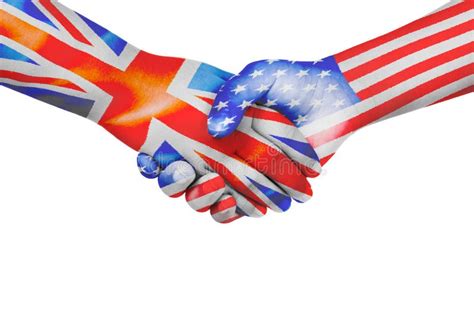 Handshake Between United States Of America And United Kingdom Stock