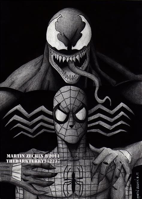 Dibujo a lápiz para cómics de superhéroes. Dibujos a lápiz de Venom - Dibujos a lapiz