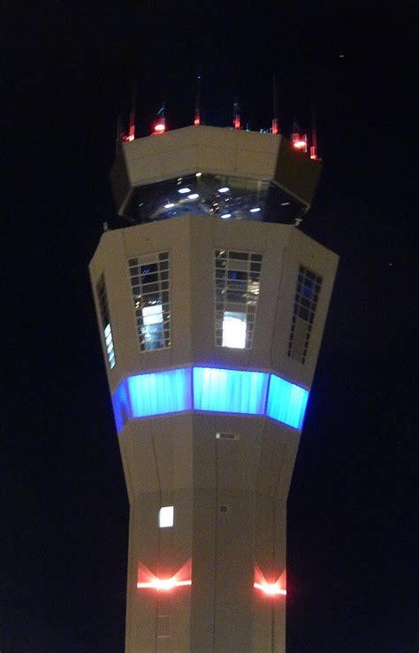 Control Tower By Night Airport Control Tower Tower Air Traffic Control