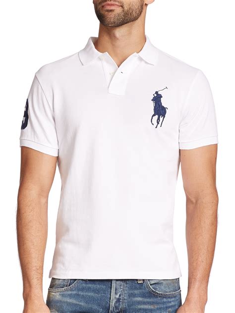 Polo Ralph Lauren Custom Fit Big Pony Mesh Polo In White For Men Save