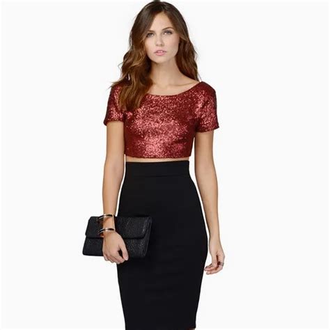 Newest Sexy Backless Crop Top Fashion Spring Summer Women O Neck Short Sleeve Sequin Short T