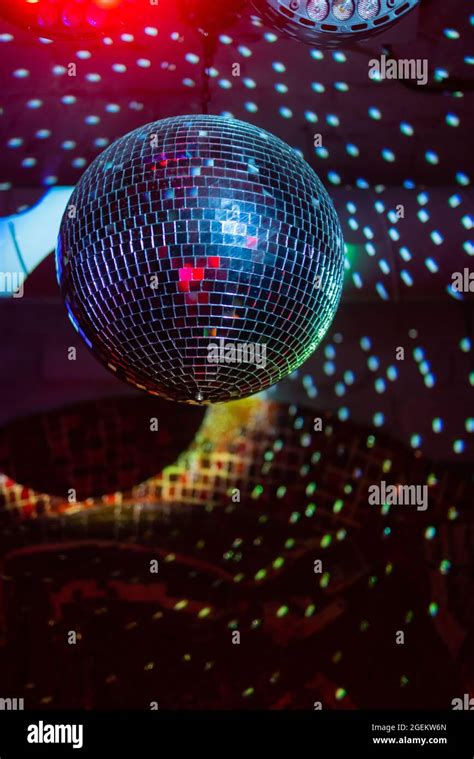 Party Disco Mirror Ball Reflecting Purple Lights Stock Photo Alamy