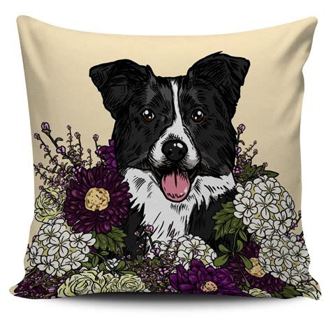 Illustrated Border Collie Pillow Cover In 2022 Dog Themed Ts