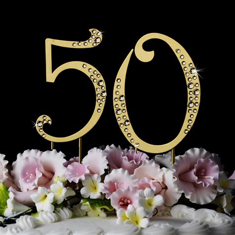 50th Golden Anniversary Cake Topper Elegant Bridal Hair Accessories