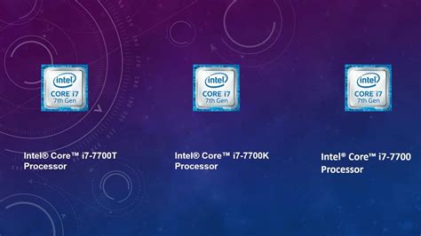 They feature either four or six cores , with stock frequencies between 2.6 and 3.7 ghz. Intel i7 7th generation processors Specifications of 7700T ...