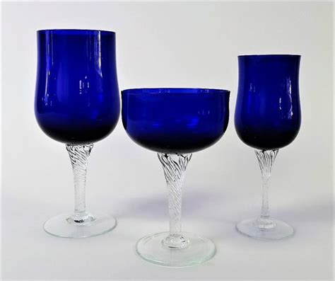 Antique Set Of 57 Cobalt Blue Crystal Glassware