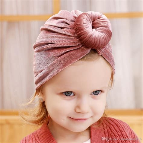 2020 New Golden Velvet Knotted Hairband Baby Cap For Children Wholesale