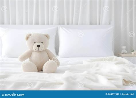 Teddy Bear Toy On The Clean Bed Stock Illustration Illustration Of
