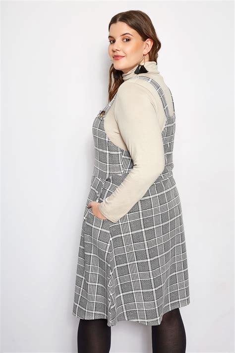 Plus Size Black And White Check Pinafore Dress Sizes 16 To 36 Yours