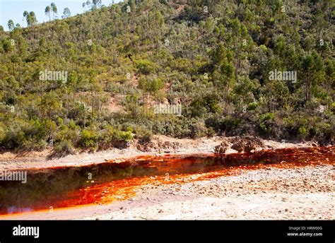 Blood Red Mineral Laden Water Rio Tinto River Minas De Riotinto Mining