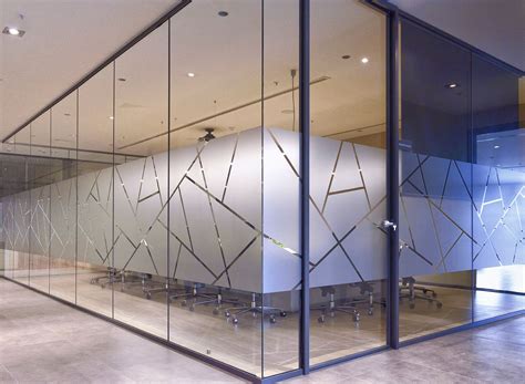 Frosted Glass Effect Decorative Film Application Office Wall Design