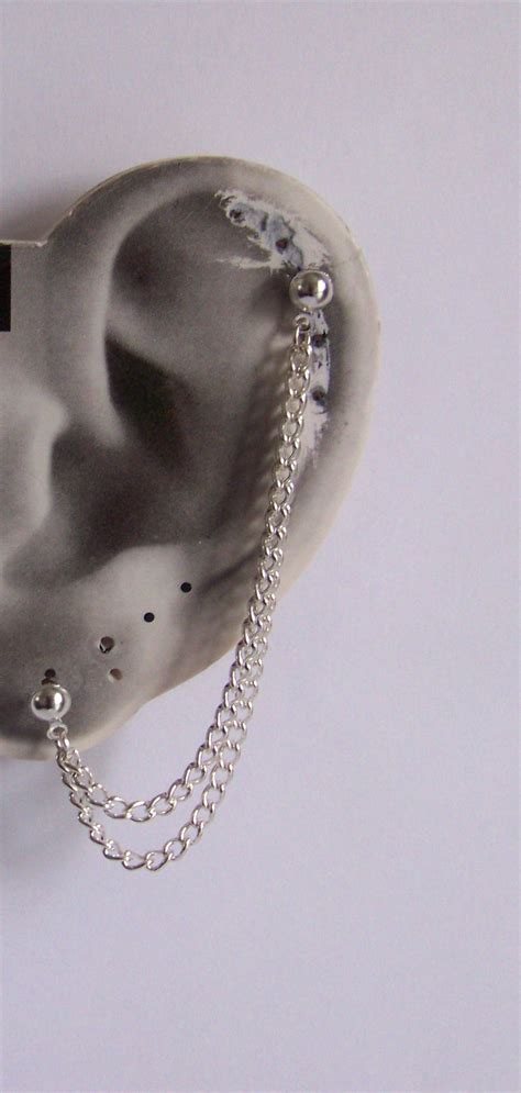 Helix Cartilage Double Chain Earring These Are Made Using Silver