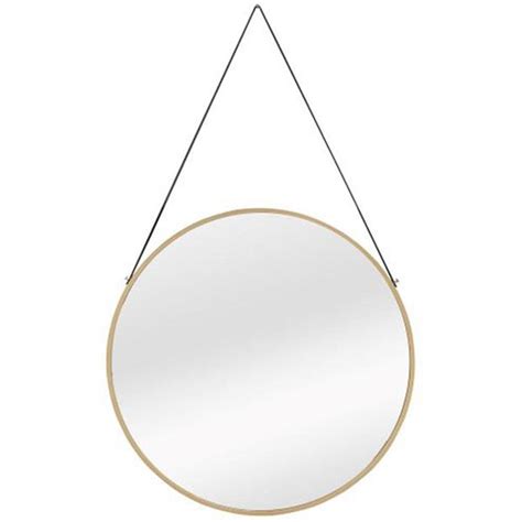 nielsen amos round metal mirror with leather hanging strap unisex mirrors ace