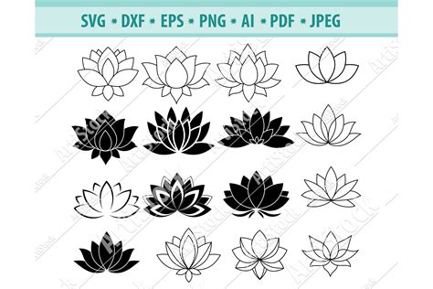 Lotus SVG, Lotus clipart, Lotus flower Svg, Dxf, Png, Eps (413476