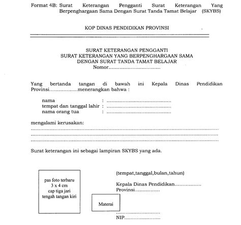 Format Surat Keterangan Pengganti Ijazah Sttb Jenjang Pendidikan Dasar