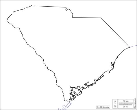 South Carolina Map Outline Printable