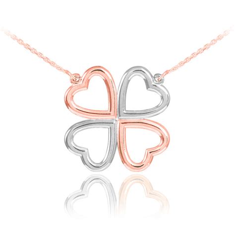 Four Leaf Clover Necklace Shamrock Necklace Rose Gold Four Leaf