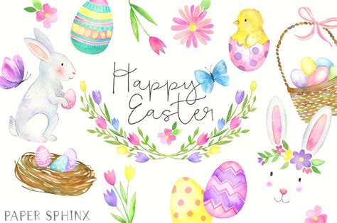 Watercolor Easter Clipart Easter Bunny Clip Art Spring Etsy Israel