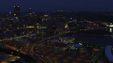 4k Stock Footage Aerial Video Of Downtown Pittsburgh Skyscrapers Seen