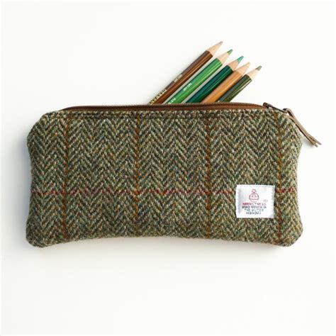 Harris Tweed Pencil Case In Taransay Brown And Green Etsy