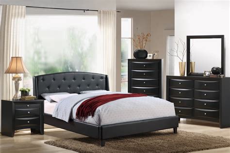 Contemporary Decor 4pc Set Black Bedroom Furniture Classic Eastern King Size Bed W Tufted Hb